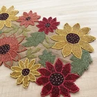Farmhouse floral spring beaded table runner, handmade, burlap and bead runner,