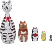 Russian Nesting Dolls Stacking Dolls Russian Dolls 5Pcs Long‑Necked Cat Russian Nesting Dolls Cartoon Matryoshka Dolls,Striped Room Decor Matryoshka Dolls Nesting Dolls