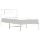 Metal Bed Frame With Headboard White 107X203 Cm Steel Single Bed Frames