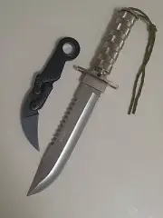 Set 2 Knives - 1 Large Survival Fixed Knife Camping Outdoor + 1 Folding Karambit