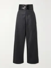 [Alaïa] Alaïa - Archetypes Belted Wool-flannel Wide-leg Pants - Gray - FR 38 FR 38 Gray