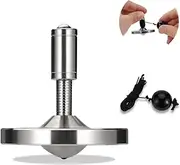 Precision Spinning top with Cord, high-Performance gyro Toy Made of Rust-Proof Metal and Without Gravity, Amazing Spin time of up to 15 Minutes, efficient Waste of time (L, Silver)