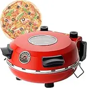 Electric Pizza Making Machine with Adjustable Temperature, 1200W Auto Pizza Baking Oven with Timer, Indoor Pizza Oven, Countertop Portable Pizza Oven with Viewing Window