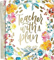 bloom daily planners New Undated Academic Year Teacher Planner & Calendar with Frosted Protective Cover - Lesson Plan Organizer Book (9" x 11") - Teacher with a Plan