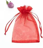 NICESTREET 50PCS 4x6" Organza Bags for Wedding Party Favors, Sheer Christmas Favor Bags with Drawstring, Red Jewelry Pouches，Party Festival Gift Candy Bags，Treats Mesh Pouch (50pcs - Red)
