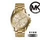 MICHAEL KORS Bradshaw 羅馬數字三眼計時女錶 金色不鏽鋼鍊帶 43MM MK5605