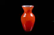 Vintage Small Orange and White Cased Swedish-Style Art Glass Bud Vase