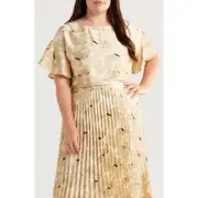 Anne Klein Flutter Sleeve Top in Safari Multi at Nordstrom, Size 1X