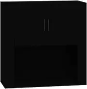 vidaXL Wall Cabinet Hanging Floating Display Storage Mounted Shelf Unit CD Book Cabinet Living Room Home Organiser Black Engineered Wood