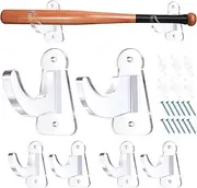 GlikCeil 3 Sets Acrylic Baseball Bat Holder Wall Mount Baseball Bat Display Rack Hanger Horizontal Softball Bat Display Stands Baseball Bat Bracket for Memorabilia Collectible, Fits to 2-5/8'' Barrel
