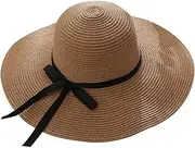 [sarge knives] New Sun Hat Ladies Summer Beach Big Brimmed Straw Hat Seaside Vacation Sunshade Sunscreen Foldable Bow Dome Straw Hat Ladies Hat-01