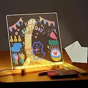 Creative Magic Board, 11.8 * 7.9 Light Up Acrylic Dry Erase Board with Stand and 7 Colors Pen, DIY Led Note Board for Office School Home (M)