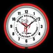 15" Reddy Killowatt Sign Red Double Neon Clock Man Cave Garage Electric Servant