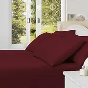 Noble Comfort Linen 16-20 inches Pocket 600 TC 100% Egyptian Cotton Hotel Finish Adjustable 1-Piece Waterbed Fitted Sheet.(Queen, Stripe, Burgundy)