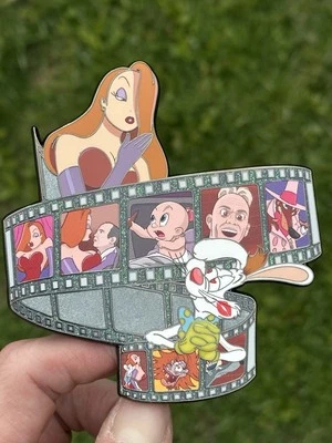 Jessica & Roger Rabbit 4”-3mm Thick Filmstrip Fantasy Hard Enamel Pin.