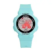 Green Waterproof Watch For Girls Boys Cute Sport Luminous Alarm Wristwatch N