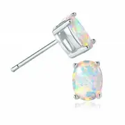 Women 925 Sterling Silver Stud Earrings Round Cut Fire Opal Jewelry