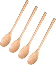 OFFSCH 4 Pcs Wooden Stirring Spoons Long Handle Soup Spoons for Cooking Mixing Serving Kitchen Utensils Color for Home Use