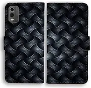 Flip Wallet Phone Case for Nokia 1-9 / C/G/X Phone Series - Black Scale Weave Print Pattern (Nokia XR21)