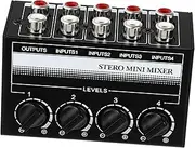 ifundom Audio Mixer 4 Channel Portable Stereo Mini Mixer Passive Controller for Pc Laptop Cd Player