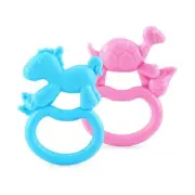 Nuby Zooloops Soft Silicone Teethers - Girl - 4 Pack - Light Vanilla Scent