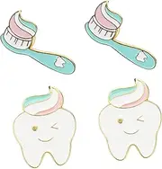 [CONGARTENO] 4pcs Cute Enamel Toothbrush Badge Pins Enamel Brooch Pin for Backpacks and Clothing