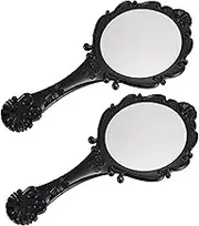 VINTORKY 2pcs Retro Vanity Handheld Mirror Lightweight Travel Makeup Mirror for Women High Definition Reflection for Home Office The Go Use