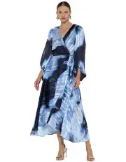[Montique] Salina Printed Cocktail Dress in Blue