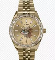 Timex Legacy x Jacquie Aiche Gold Sunray Dial with Flower Tribe Eye Watch - NWT