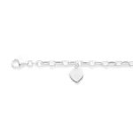 Silver Heart Fob 19cm Oval Link Bracelet - Made In Italy in White