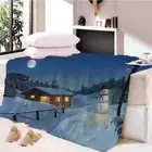 Lovely Snowman Warm House 3D Warm Plush Fleece Blanket Picnic Sofa Couch