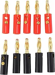 JOUSE 10 x Audio Speaker Screw Banana Gold Plate Plugs Connectors 4mm, 016913