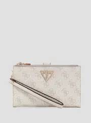GUESS Women's White Logo Double Zip Organiser Wallet