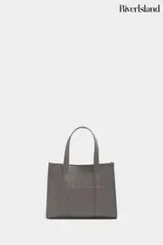 River Island Grey Debossed Square Shopper Bag (E73024) | $92