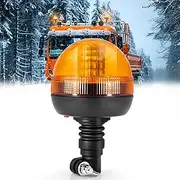 Biqiure 1PC Rotating Beacon Light Amber,40LEDs Flashing Beacon DIN Pole 12/24V Emergency Safety Warning Light with 3 Flash Modes for Vehicle Forklift Truck Tractor