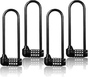 Shimeyao 4 Pieces 6 Inch Long Shackle Combination Lock 4 Digit Outdoor Waterproof Padlock with Resettable Code for School Gym Locker, Sports Locker, Fence, Gate, Toolbox, Case Storage, Black