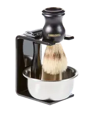 4-Piece Shave Set with Safety Razor, Boar Bristle Shaving Brush, Stand & Bowl