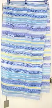 Sandro Ferrone NWT Shawl Wrap Blue Purple Yellow Stripe Italy Eyelash Fringe