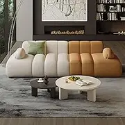 LyckTre Modern Sectional Sofa Couch Set - Elegant Split Color Style with Coffee Table and Accent Chairs | Deep Seat | Soft Backrest | Latex Cushion | for Living Room | Office | Lounge(White-B,94 in)