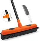Rubber Broom with Squeegee, Pet Hair Remover 134 Cm Long Handle, Push Fur Remova