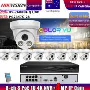 Hikvision Compatible 4MP Colorvu IP Camera+DS-7608NI-Q1/8P NVR CCTV Systems Lot