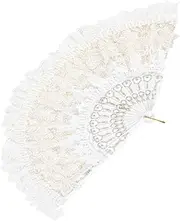 BESPORTBLE Lace Folding Fan Durable Handheld Fan for Weddings Dance Performances PU Fabric Design Retro Portable Accessory for Hot Weather Photography Props
