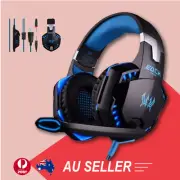 3.5mm Gaming Headset Mic Blue LED Headphones Stereo for Laptop PS3 Xbox one