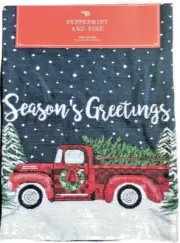 Christmas Red Farm Truck Table Runner Tapestry 13x72" Holiday Cabin Rustic