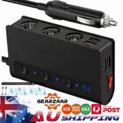 3 Way 12V 24V Multi Socket Car Cigarette Lighter Splitter USB Charger Adapter