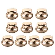 0.7x0.5" Cord Locks, 10Pcs Double Hole Spring End Toggle Stopper, Gold Tone