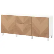 BESTÅ storage combination with drawers, white/Hedeviken/Stubbarp oak veneer, 180x42x74 cm