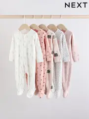 Brown/Cream 5 Pack Baby Bunny Sleepsuits (0mths-2yrs) (AA5450) | $68 - $72