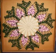 NEW CROCHETED PURPLE GRAPES DOILY 18" GREEN LEAVES BLOCKED WASHABLE MADE IN USA!