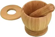 Pestle and Mortar Set Pounding Jar Vintage Manual Garlic Pounder Garlic Mortar Wooden Pestle Household Pounding Jar Ring Bowl Grinding Mortar and Pestle(Large)
